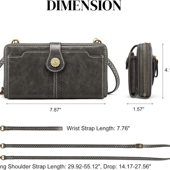 Vegan Leather Crossbody Bags for Women Small Cell Phone Purse RFID Blocking Clut - Picture 3 of 6